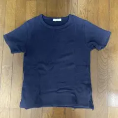 INHERIT ネイビー 半袖　ニット Mサイズ