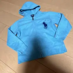 ラルフローレンPOLO水色ビックポニー長袖パーカー6サイズ120くらい