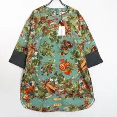 ハンティングワールド　総柄　シャツ　ブラウス　チュニック　ボタニカル