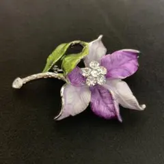 【19】フラワーブローチ　リアルカラー　ヴィンテージ　エレガント