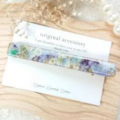 1786＊ハンドメイド♡押し花のヘアクリップ　ブルー