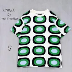 マリメッコ ユニクロ コラボ Tシャツ 総柄 コットン S 白 オーバル柄のサムネイル