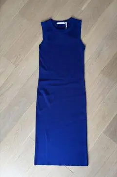 HELMUT LANG クルーネック リブワンピース ブルー Sのサムネイル