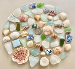 1068、天然シーグラス　貝殻　カラフル　シー陶器　ハンドメイド　結婚証明書