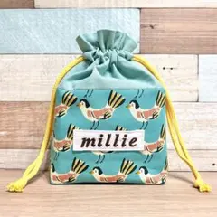 ハンドメイド 巾着 鳥①