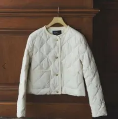 【TAION×anuans】ノーカラーキルティングショートダウン　アイボリー