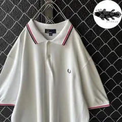 フレッドペリー ポロシャツ ローレルリーフ刺繍 リブライン ホワイト L〜XL