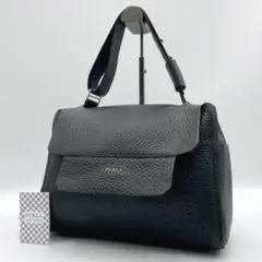 極美品 FURLA カプリッチョ ハンド ショルダーバッグ ブラック f750