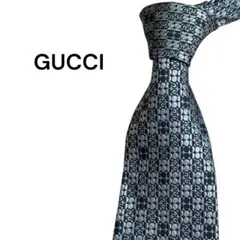 GUCCI グッチ GG柄 総柄 シルク ネクタイ シルバー ネイビー 人気