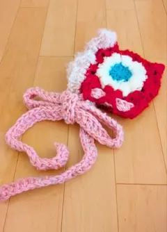 花柄バラクラバ風手編みニット帽