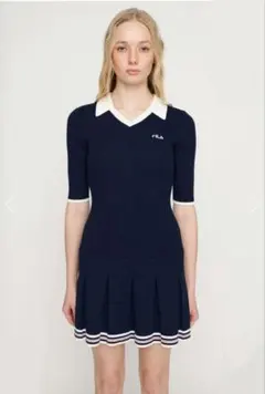 FILA SLY コラボ リブニット プリーツワンピース