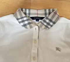 BURBERRY チェック襟 長袖ポロシャツ 白 150