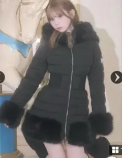 ミシェルマカロン 美くびれフェイクファーダウンコート ファー付き 