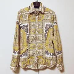 ペイズリー柄 長袖シャツ イエロー