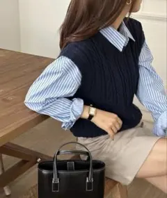 RalphLauren ラルフローレン ケーブルニット コットン　ベスト　L