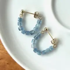 no.229 ディープブルーアクアマリン　ピアス