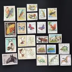 外国切手　ポーランド　ハンガリー　鳥　恐竜　他