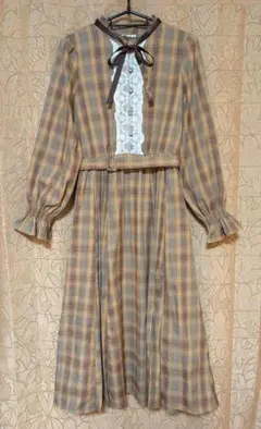 axes femme チェック切替ロングワンピース