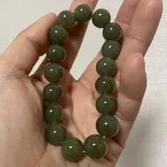 天然石ブレスレット　和田碧玉　12mm大玉　緑　15〜16cm