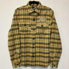 白刺繍 LEFLAH WANIMA チェック柄シャツ XL イエロー