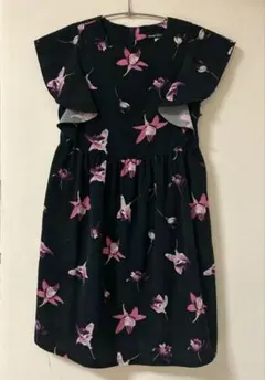 フラワープリント フリル袖 ワンピース 100cm