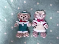 ダッフィー シェリーメイ　ぬいぐるみバッジ　クリスマス