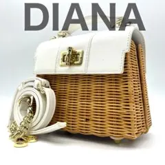 【美品】ダイアナ DIANA かごバッグ ショルダー 2way ハンドバッグ 白
