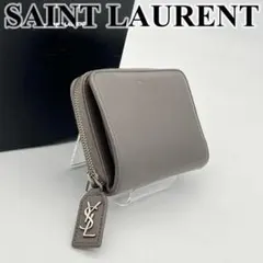 サンローラン 二つ折り財布 ラウンドジップ カサンドラ YSLロゴ金具 レザー