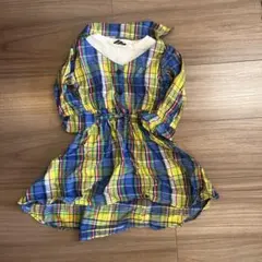 moujonjonチェック柄シャツワンピース