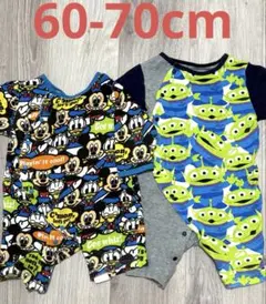 ディズニー ロンパース 2枚 トイストーリー リトルグリーンメン 60-70cm