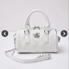 ミシェルマカロン キルティングミニボストンショルダーバック ホワイト