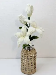 【モールフラワー】　枯れない花　パール　花束　ホワイト