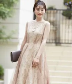 ヴィンテージ風配色レースチュールレイヤードワンピースドレス⭐︎