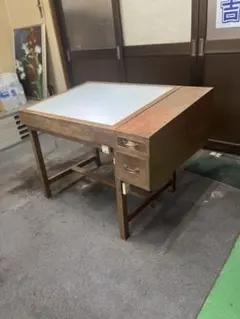 古道具　昭和レトロ　机 昭和中期 木製片袖机 | 安濃古道具店