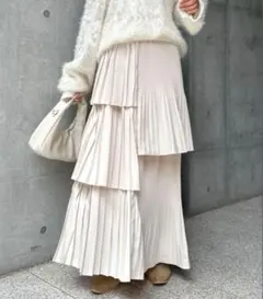 archives プリーツティアードスカート　白　ホワイト　アイボリー