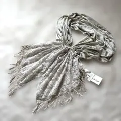 新品　レース　パール付　ベージュグレーのストール　結婚式　フォーマル