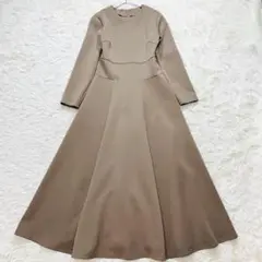 【未使用タグ付】ur's 洗える♪ボンディングフィットフレアワンピース モカ　M
