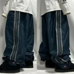 90s Adidas ナイロン トラックパンツ オールサイドジップ 極太 テック