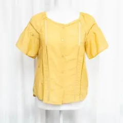 GU ハシゴレースブラウス イエロー 黄色 Sサイズ