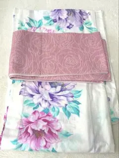 SEIKO MATSUDA 浴衣単品 花柄 ホワイト パープル 華やか ピンクのサムネイル