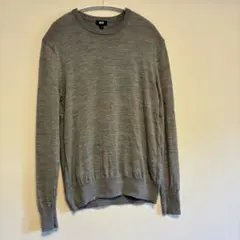 ユニクロ　メリノウールクルーネックセーター グレー S