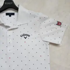 【新品級】Callaway ポロシャツ ゴルフ ドット 半袖 白 メンズ M