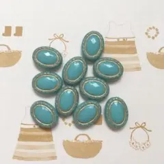在庫ラスト@オーバルビーズ.ターコイズブルー