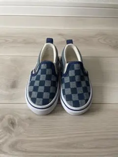 Vans チェック柄スリッポン14cm ジーンズ生地