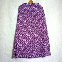 オゾック【38】レディース フレア ロングスカート 紫色 花柄 春夏秋