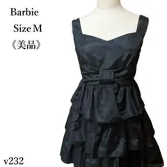 【美品】バービー ノースリーブ ティアードミニワンピース 黒 フリル 美ライン