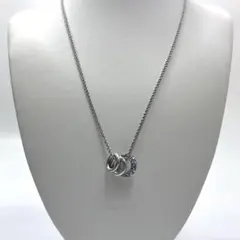 3連リング リングネックレス ネックレス シルバー ストーン ブルー オーロラ