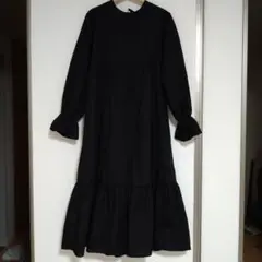 【新品未使用】w closet ダブルクローゼット 黒 ティアードロングワンピ