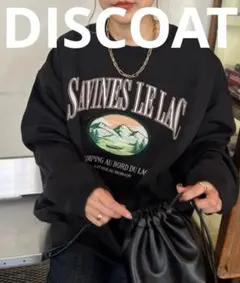 DISCOAT【ユニセックス】スーベニアマウンテン刺繍スウェット　ブラック