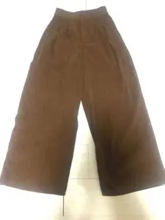 コーデュロイ　ブラウン　ワイドパンツ　ウエストゴム　シーインS